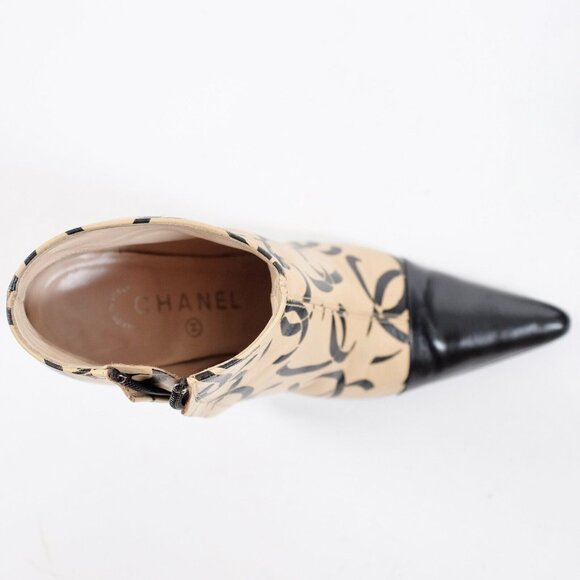 CHANEL Ankle Boots with Black and Cream Design - Picture 14 of 16